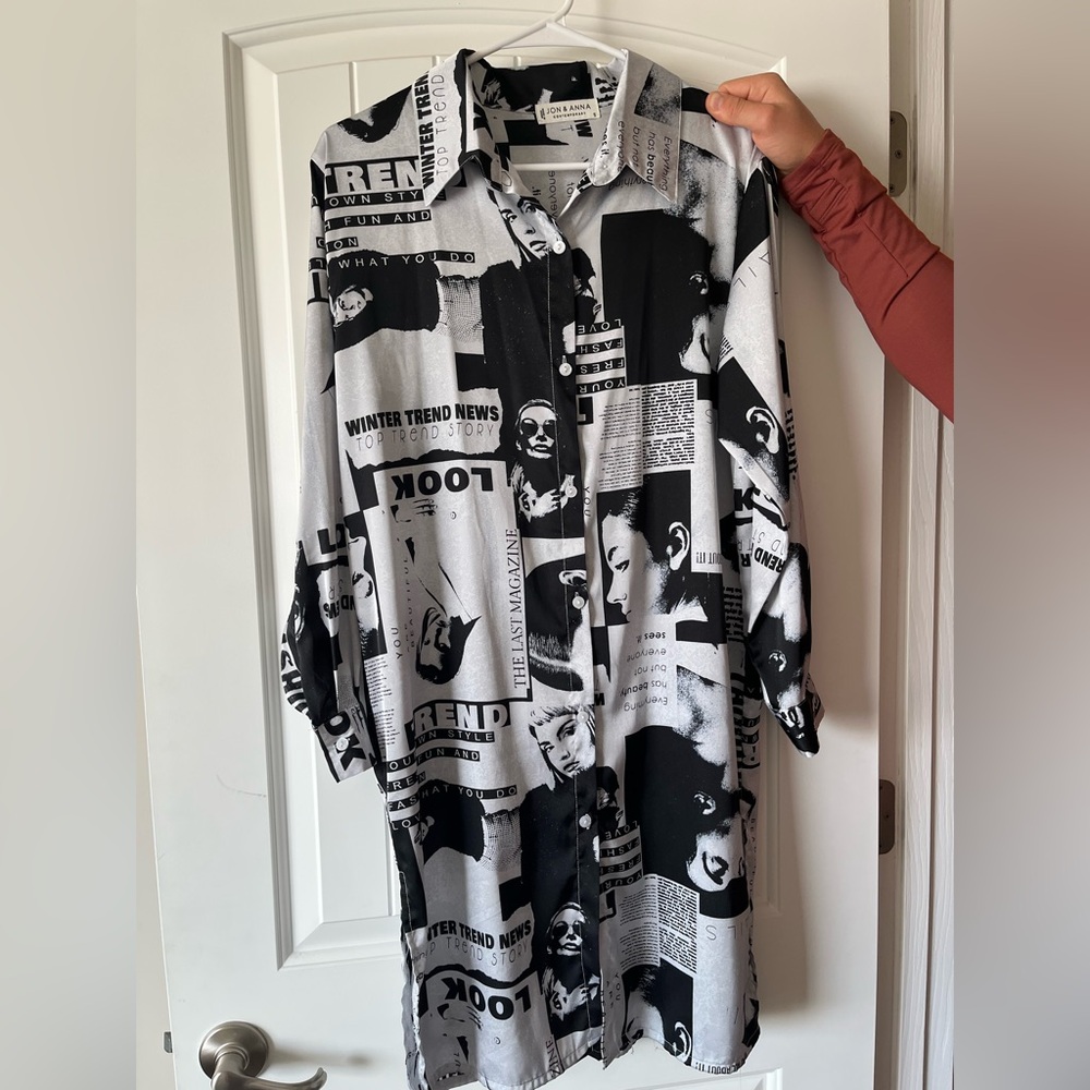 Jon & Anna Monochrome Graphic Long Sleeve Dress